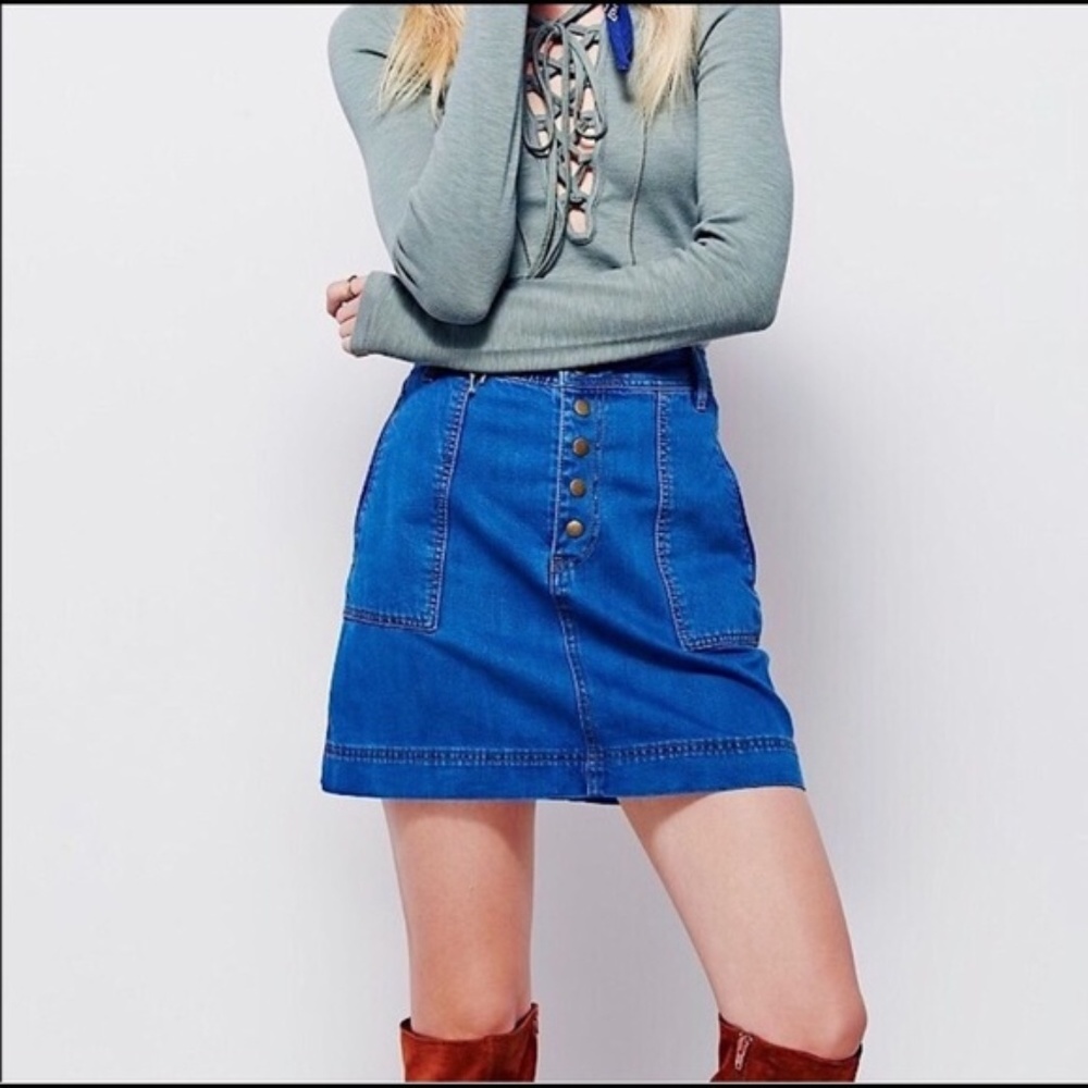 Free People Wildfire Denim Skirt Sz 26